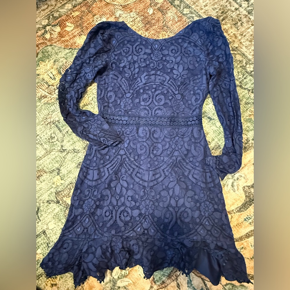 Elegant Navy Lace Dress